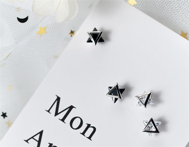Women's Geometric Silver Stud Earrings