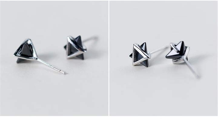 Women's Geometric Silver Stud Earrings