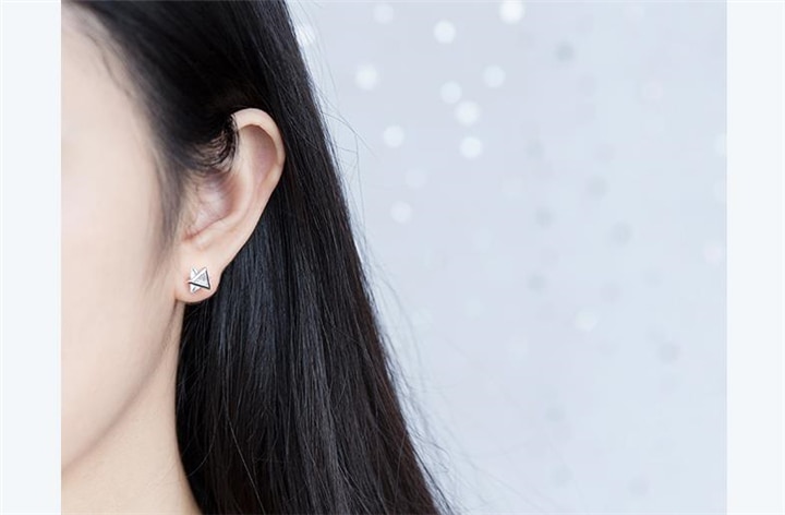 Women's Geometric Silver Stud Earrings