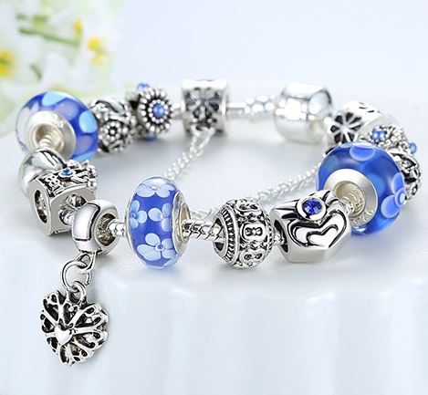 Women's Crown Silver Charm Bracelet