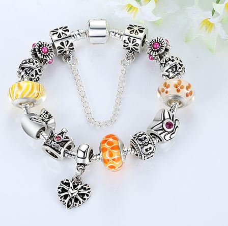 Women's Crown Silver Charm Bracelet